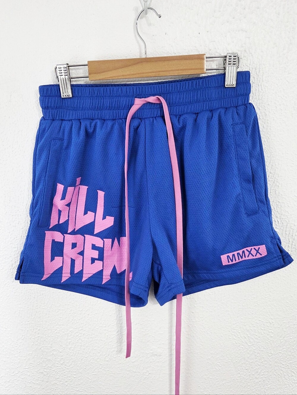 Kill Crew muay thai shorts mid thigh cut royal blue bright pink size small